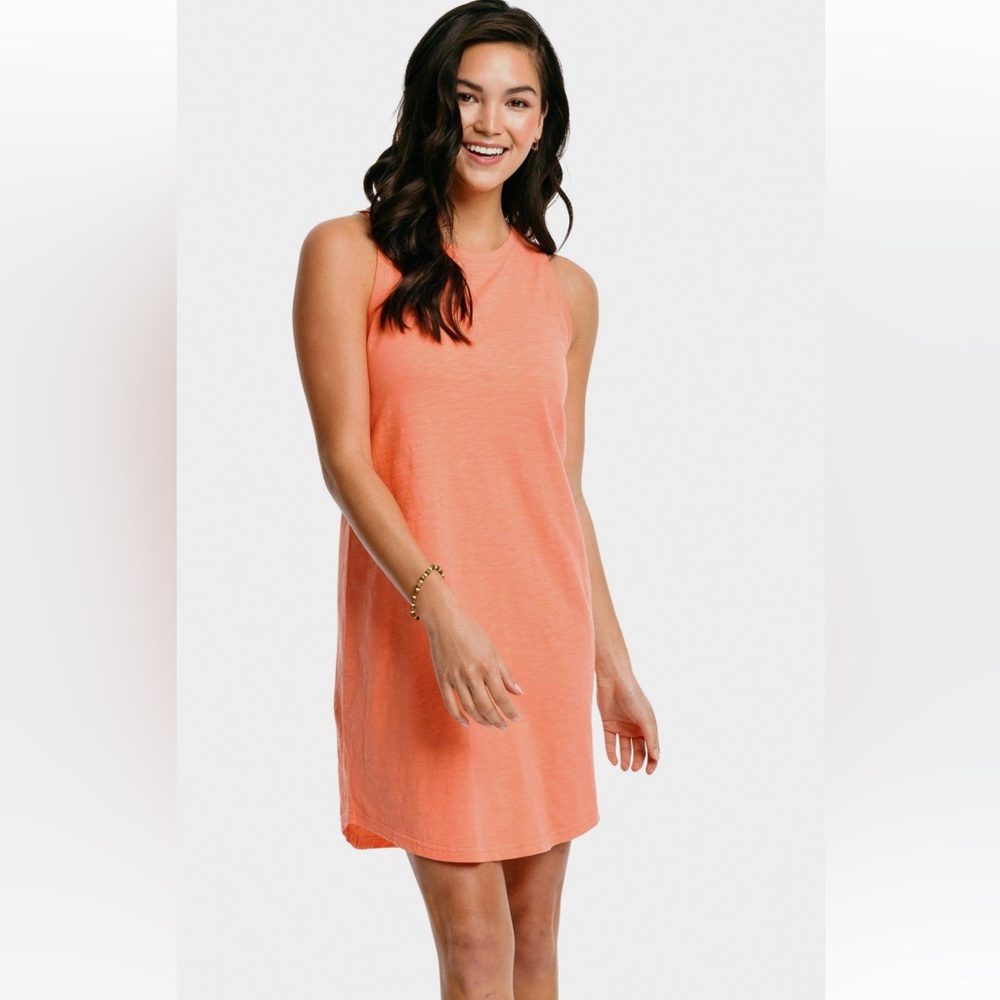 Orange crew neck summer dress